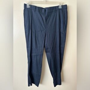 J. Jill Linen Blend Navy Blue Stretch Slit Hem Cropped Pants Size Large NWT